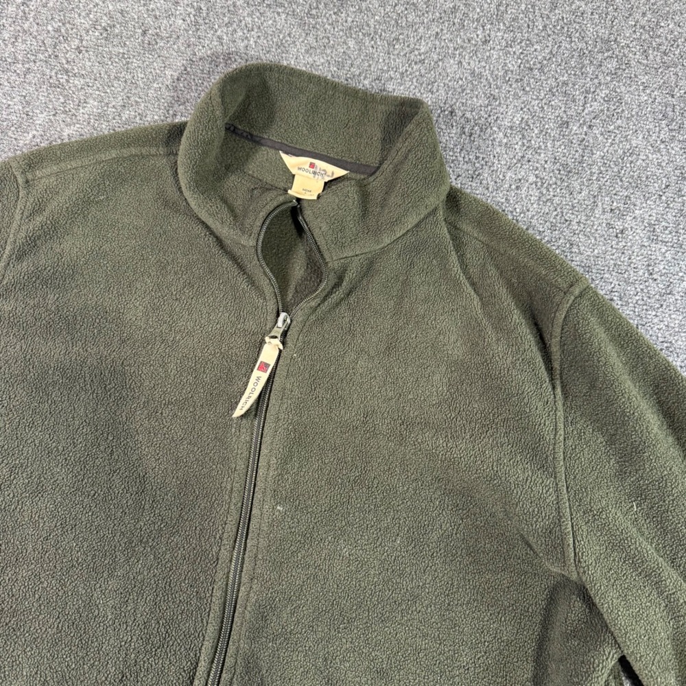 Woolrich Mens Full Zip Fleece Jacket Hunter Green Large 16039 Adjustable Hem